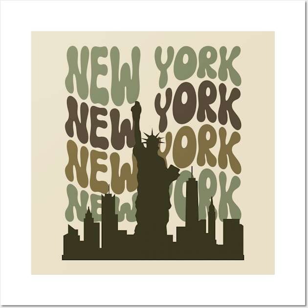 Retro New York Statue of Liberty Skyline Wall Art by jackofdreams22